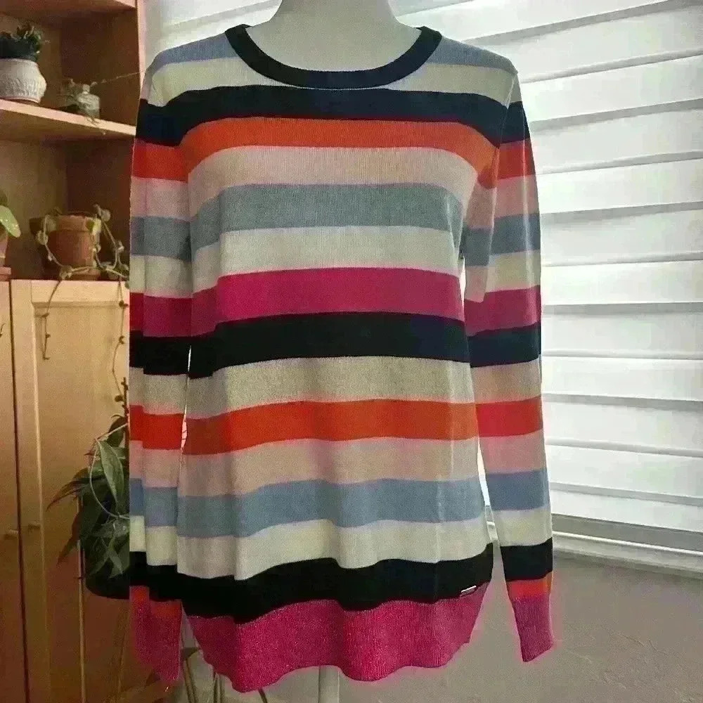 Tommy Hilfiger Long Sleeve, Multi Color Striped Sweater - Size XL